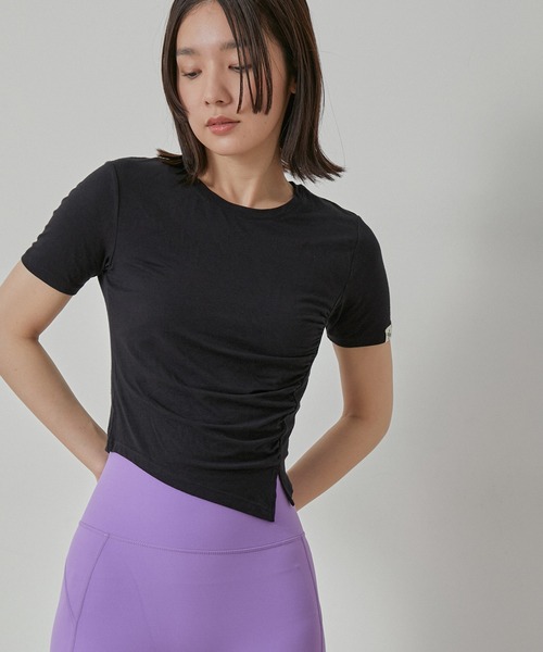 XEXYMIX（ゼクシィミックス）の「【XEXYMIX】サイドシャーリングアシンメトリーTシャツ（Tシャツ/カットソー・レディース・ブラック/ホワイト/ピンク/ラベンダー・L/M）」の7枚目の写真