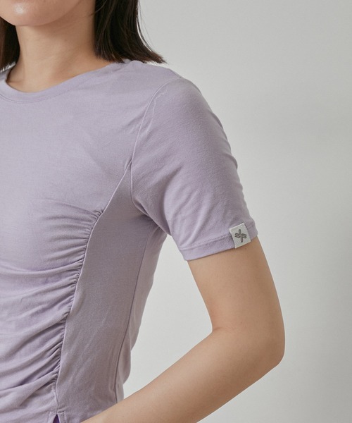 XEXYMIX（ゼクシィミックス）の「【XEXYMIX】サイドシャーリングアシンメトリーTシャツ（Tシャツ/カットソー・レディース・ブラック/ホワイト/ピンク/ラベンダー・L/M）」の19枚目の写真