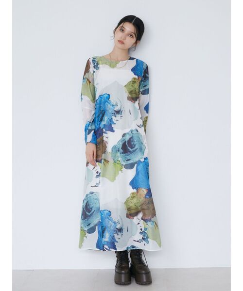 MURUA(ムルーア)の「【WEB限定】ペイントシアーワンピース(ワンピース・レディース・ホワイト/ブラック/グレー・FREE)」の16枚目の写真