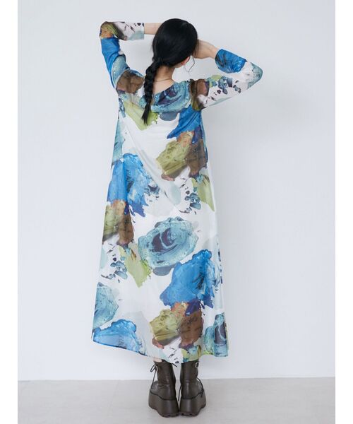 MURUA(ムルーア)の「【WEB限定】ペイントシアーワンピース(ワンピース・レディース・ホワイト/ブラック/グレー・FREE)」の18枚目の写真