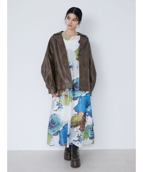 MURUA(ムルーア)の「【WEB限定】ペイントシアーワンピース(ワンピース・レディース・ホワイト/ブラック/グレー・FREE)」の19枚目の写真