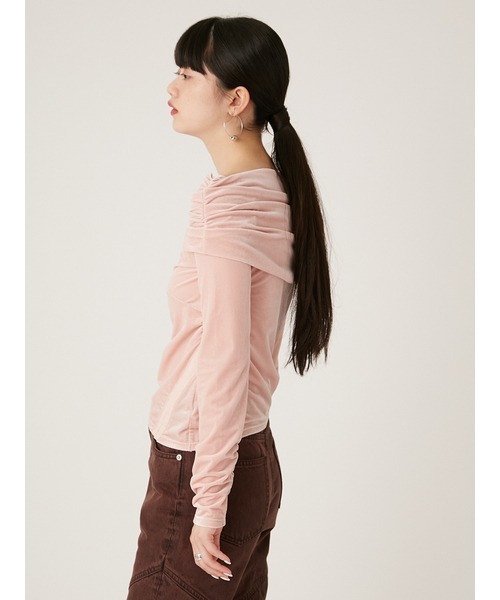 LILY BROWN（リリーブラウン）の「サイドホックオフショルダートップス（Tシャツ/カットソー・レディース・ピンク/アイボリー/グレー/ブラック・FREE）」の8枚目の写真