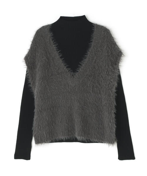 NATURAL BEAUTY BASIC（ナチュラルビューティーベーシック）の「◇フェザーベストレイヤードセット（ベスト・レディース・オフホワイト/グレー系その他/ベージュ系その他・FREE）」の4枚目の写真