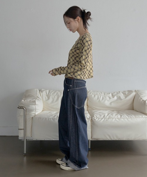 UNE MANSION(ユヌマンション)の「デイリーチェックシースールーカーディガン(カーディガン/ボレロ・レディース・ブラック/アイボリー/イエロー/ベージュ・FREE)」の20枚目の写真