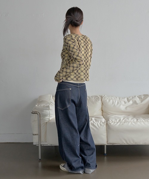 UNE MANSION(ユヌマンション)の「デイリーチェックシースールーカーディガン(カーディガン/ボレロ・レディース・ブラック/アイボリー/イエロー/ベージュ・FREE)」の22枚目の写真