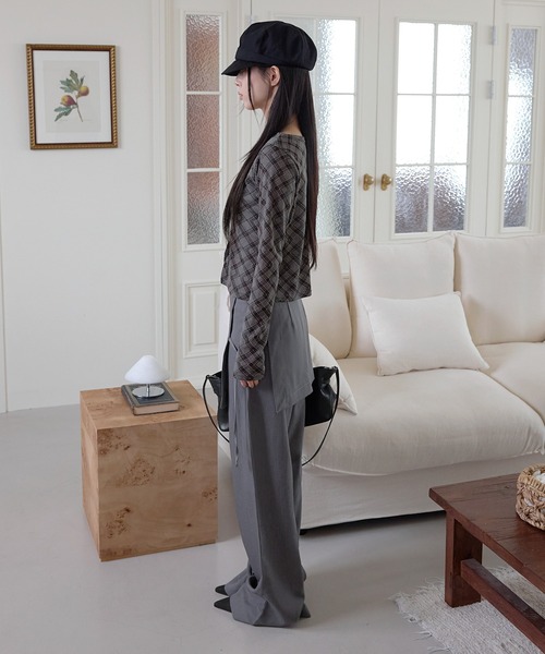 UNE MANSION(ユヌマンション)の「【UNE ORIGINAL】デイリーチェックシースールーカーディガン(カーディガン/ボレロ・レディース・ブラック/アイボリー/イエロー/ベージュ・FREE)」の7枚目の写真