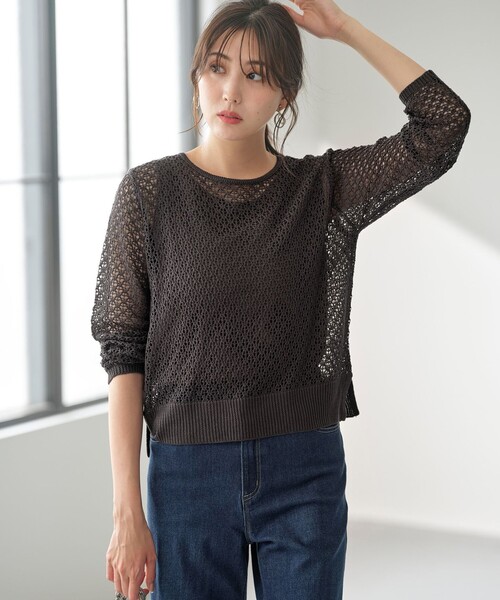 ANY SIS(エニィスィス)の「【2SET】メッシュニット セット(ニット/セーター・レディース・グレー系/カーキ系/ベージュ系・4)」の2枚目の写真