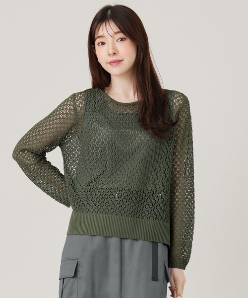 ANY SIS(エニィスィス)の「【2SET】メッシュニット セット(ニット/セーター・レディース・グレー系/カーキ系/ベージュ系・4)」の3枚目の写真