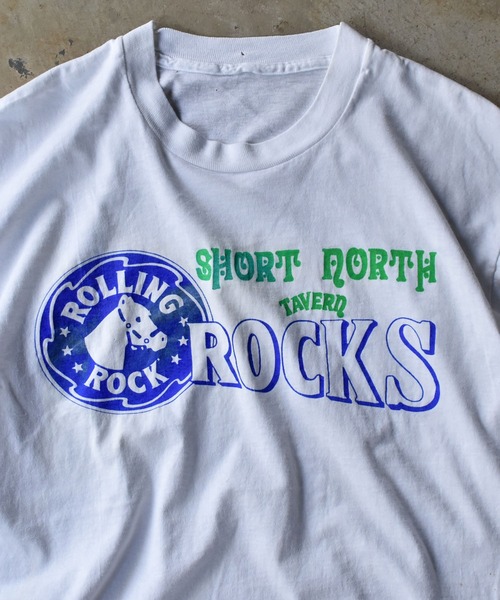 VINTAGE(ヴィンテージ)の「【ヴィンテージ古着】90's ROLLING ROCK 企業系 ビールロゴ プリントTシャツ(Tシャツ/カットソー・メンズ・ホワイト・LARGE)」の2枚目の写真