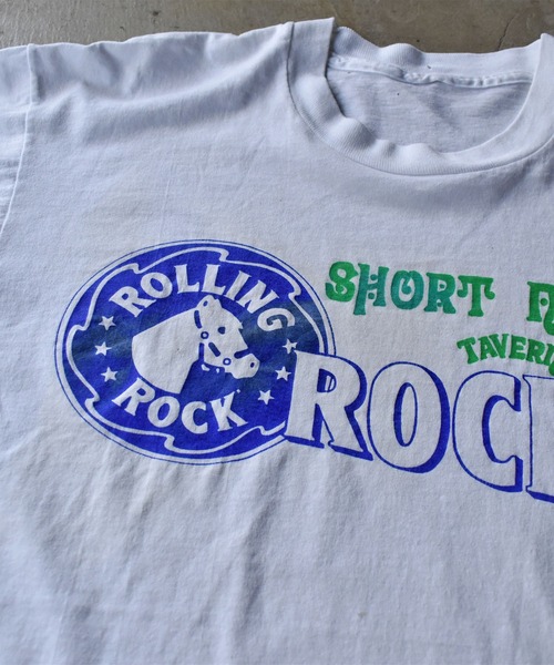 VINTAGE(ヴィンテージ)の「【ヴィンテージ古着】90's ROLLING ROCK 企業系 ビールロゴ プリントTシャツ(Tシャツ/カットソー・メンズ・ホワイト・LARGE)」の6枚目の写真