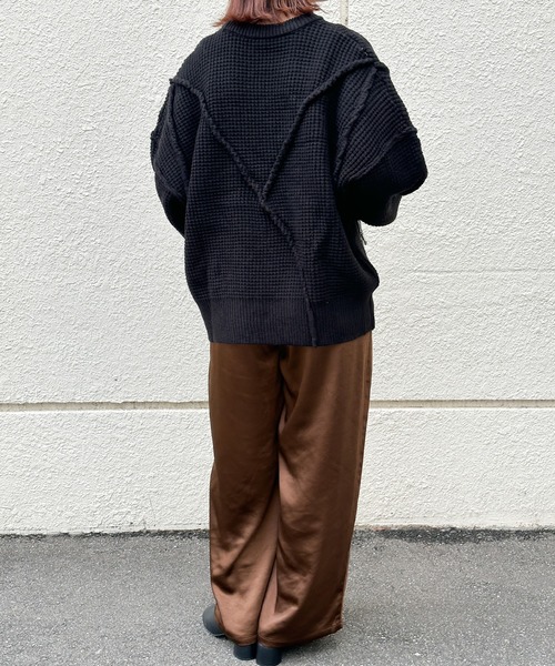 セール】サテンディープタックワイドパンツ（スラックス）｜select