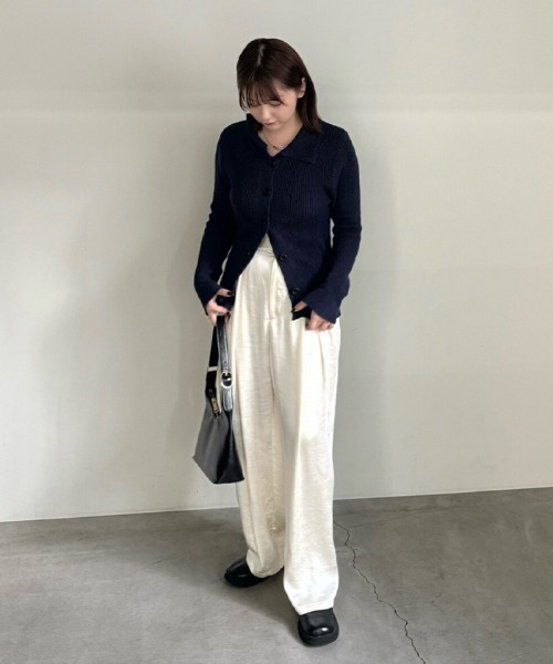 セール】サテンディープタックワイドパンツ（スラックス）｜select