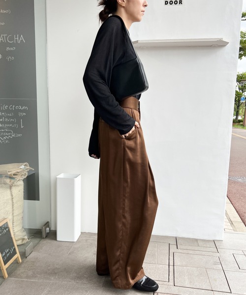 麦茶　Plantationワイドパンツ 楽天市場】麻 リネン ワイド パンツ レディース ロング 10分丈 茶