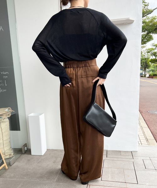 サテンディープタックワイドパンツ（スラックス）｜select MOCA