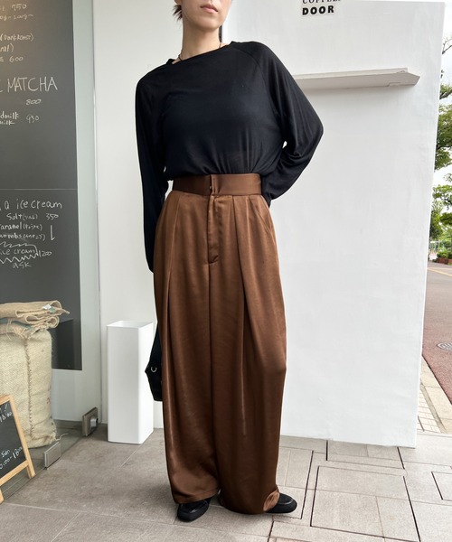 machatt サテンタックワイドパンツ&トップス 38 machatt サテン