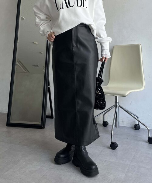 prose verse（プロズヴェール）の「【低身長サイズ有り】合皮ナロースカート（スカート・レディース・ブラック・PL/PM/LARGE/MEDIUM）」の19枚目の写真