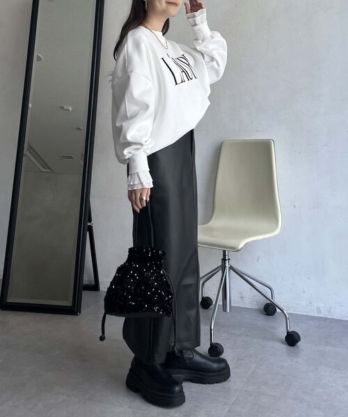 prose verse（プロズヴェール）の「【低身長サイズ有り】合皮ナロースカート（スカート・レディース・ブラック・PL/PM/LARGE/MEDIUM）」の12枚目の写真