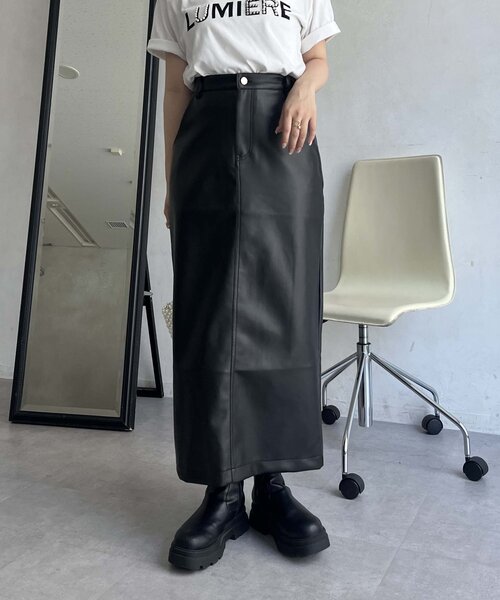 prose verse（プロズヴェール）の「【低身長サイズ有り】合皮ナロースカート（スカート・レディース・ブラック・PL/PM/LARGE/MEDIUM）」の9枚目の写真