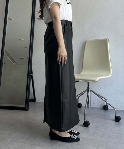 prose verse（プロズヴェール）の「【低身長サイズ有り】合皮ナロースカート（スカート・レディース・ブラック・PL/PM/LARGE/MEDIUM）」の4枚目の写真