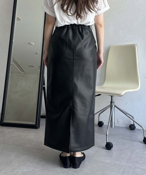 prose verse（プロズヴェール）の「【低身長サイズ有り】合皮ナロースカート（スカート・レディース・ブラック・PL/PM/LARGE/MEDIUM）」の3枚目の写真