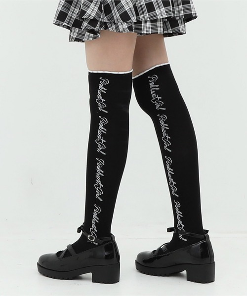 PINKHUNT(ピンクハント)の「PINKHUNT ピンクハント ロゴライン ニーハイソックス 9855(ソックス/靴下・キッズ・ブラック/ホワイト・21-24cm/17-20)」の5枚目の写真