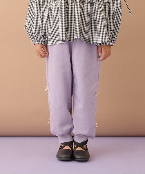 Lycee mine（リセマイン）の「【毛玉バイバイ】リボン付き裾リブスウェット（その他パンツ・キッズ・ラベンダー/ダークブルー/モカ/オートミール/トップグレー/ライトピンク・100cm/150cm/140cm/130cm/120cm/110cm）」の5枚目の写真