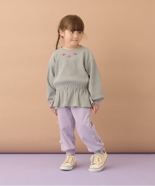 Lycee mine（リセマイン）の「【毛玉バイバイ】リボン付き裾リブスウェット（その他パンツ・キッズ・ラベンダー/ダークブルー/モカ/オートミール/トップグレー/ライトピンク・100cm/150cm/140cm/130cm/120cm/110cm）」の20枚目の写真
