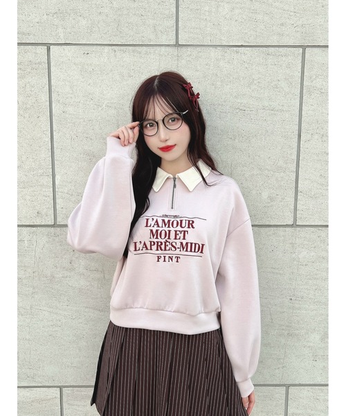 セール】ロゴ刺繍ハーフジップスウェット/fint（スウェット）｜F