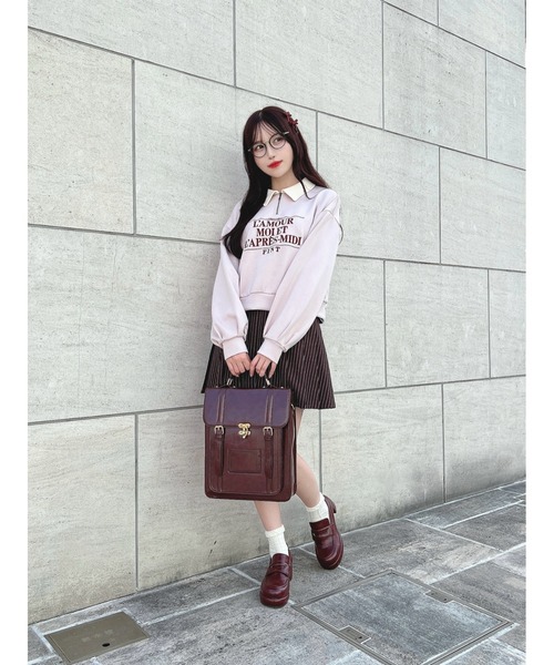 F i.n.t（フィント）の「ロゴ刺繍ハーフジップスウェット/fint（スウェット・レディース・ネイビー/ブラウン/ライトピンク・FREE）」の9枚目の写真