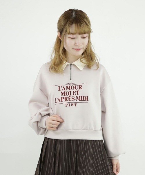 F i.n.t（フィント）の「ロゴ刺繍ハーフジップスウェット/fint（スウェット・レディース・ネイビー/ブラウン/ライトピンク・FREE）」の12枚目の写真