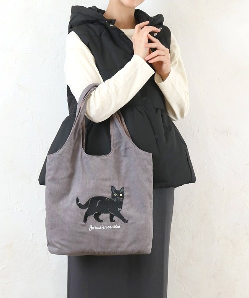 セール】コーデュロイアニマル刺繍トート（トートバッグ）｜Per