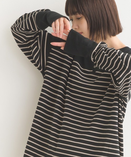 OMNES（オムネス）の「リブ裾ラウンドヘンリーネックプルオーバー（Tシャツ/カットソー・レディース・ブラック系その他/アイボリー/ブラック/グレー系その他/ホワイト系その他/ベージュ系その他/ホワイト系その他2/グレー/ベージュ×ブラック/ラベンダー・FREE）」の19枚目の写真