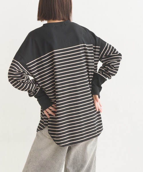 OMNES（オムネス）の「リブ裾ラウンドヘンリーネックプルオーバー（Tシャツ/カットソー・レディース・ブラック系その他/アイボリー/ブラック/グレー系その他/ホワイト系その他/ベージュ系その他/ホワイト系その他2/グレー/ベージュ×ブラック/ラベンダー・FREE）」の20枚目の写真