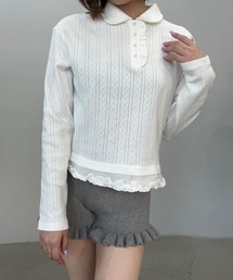 ラウンドカラー フリルニットポロシャツ FQ24S049【Fano Studios