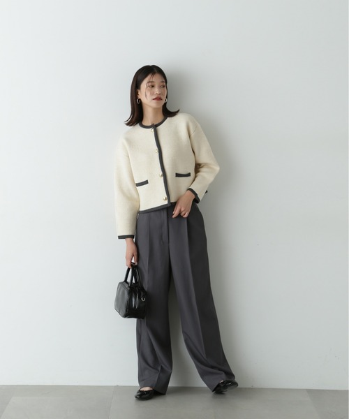 N.（N. Natural Beauty Basic）（エヌエヌナチュラルビューティーベーシック）の「◆ゴールドボタン接結カーディガン（カーディガン/ボレロ・レディース・ブラウン/ブラック/オフホワイト・MEDIUM）」の8枚目の写真