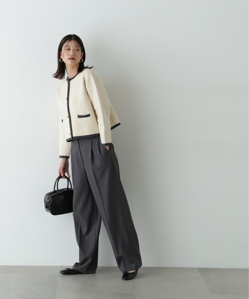 N.（N. Natural Beauty Basic）（エヌエヌナチュラルビューティーベーシック）の「◆ゴールドボタン接結カーディガン（カーディガン/ボレロ・レディース・ブラウン/ブラック/オフホワイト・MEDIUM）」の9枚目の写真