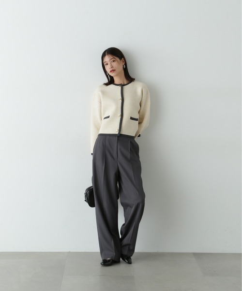 N.（N. Natural Beauty Basic）（エヌエヌナチュラルビューティーベーシック）の「◆ゴールドボタン接結カーディガン（カーディガン/ボレロ・レディース・ブラウン/ブラック/オフホワイト・MEDIUM）」の10枚目の写真