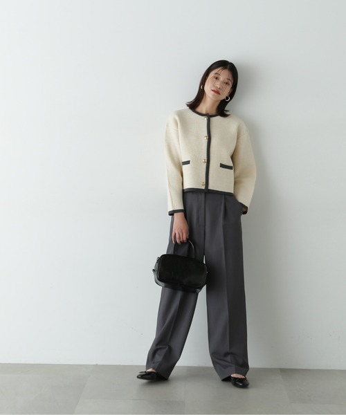 N.（N. Natural Beauty Basic）（エヌエヌナチュラルビューティーベーシック）の「◆ゴールドボタン接結カーディガン（カーディガン/ボレロ・レディース・ブラウン/ブラック/オフホワイト・MEDIUM）」の11枚目の写真