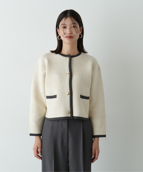 N.（N. Natural Beauty Basic）（エヌエヌナチュラルビューティーベーシック）の「◆ゴールドボタン接結カーディガン（カーディガン/ボレロ・レディース・ブラウン/ブラック/オフホワイト・MEDIUM）」の12枚目の写真