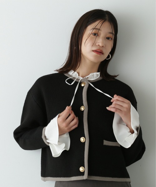 N.（N. Natural Beauty Basic）（エヌエヌナチュラルビューティーベーシック）の「◆ゴールドボタン接結カーディガン（カーディガン/ボレロ・レディース・ブラウン/ブラック/オフホワイト・MEDIUM）」の22枚目の写真