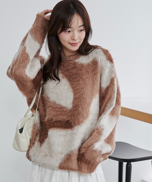 WEGO(ウィゴー)の「WEGO/マーブルシャギーニットプルオーバー(ニット/セーター・レディース・サックスブルー/ブラック/ブルー系その他/ベージュ/ブラウン/ライトグレー/カーキ・FREE)」の4枚目の写真