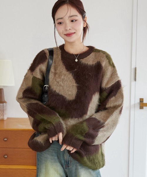 WEGO(ウィゴー)の「WEGO/マーブルシャギーニットプルオーバー(ニット/セーター・レディース・サックスブルー/ブラック/ブルー系その他/ベージュ/ブラウン/ライトグレー/カーキ・FREE)」の5枚目の写真