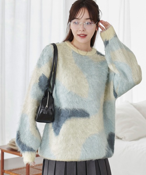 WEGO(ウィゴー)の「WEGO/マーブルシャギーニットプルオーバー(ニット/セーター・レディース・サックスブルー/ブラック/ブルー系その他/ベージュ/ブラウン/ライトグレー/カーキ・FREE)」の6枚目の写真