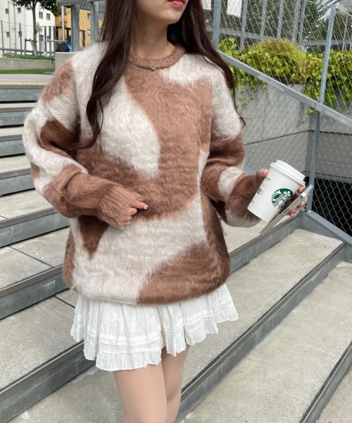 WEGO(ウィゴー)の「WEGO/マーブルシャギーニットプルオーバー(ニット/セーター・レディース・サックスブルー/ブラック/ブルー系その他/ベージュ/ブラウン/ライトグレー/カーキ・FREE)」の8枚目の写真