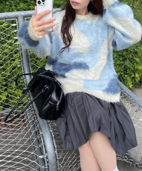 WEGO(ウィゴー)の「WEGO/マーブルシャギーニットプルオーバー(ニット/セーター・レディース・サックスブルー/ブラック/ブルー系その他/ベージュ/ブラウン/ライトグレー/カーキ・FREE)」の9枚目の写真