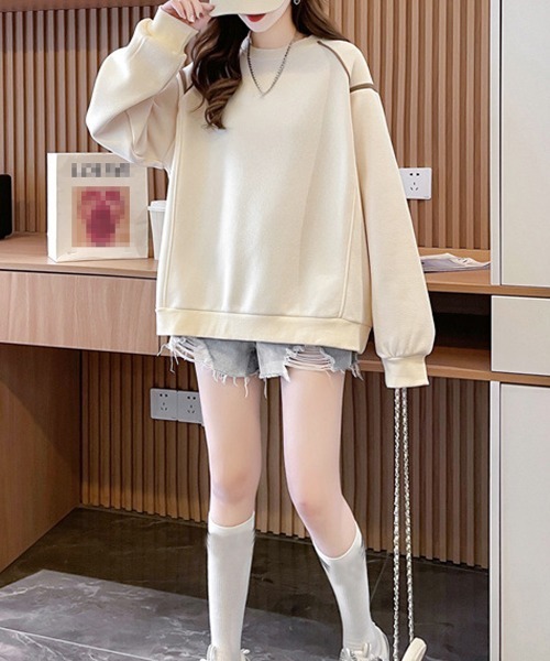 Miniministore(ミニミニストア)の「トレーナー レディーススウェット 裏起毛(パーカー・レディース・モカ/アイボリー/グレー・FREE)」の5枚目の写真
