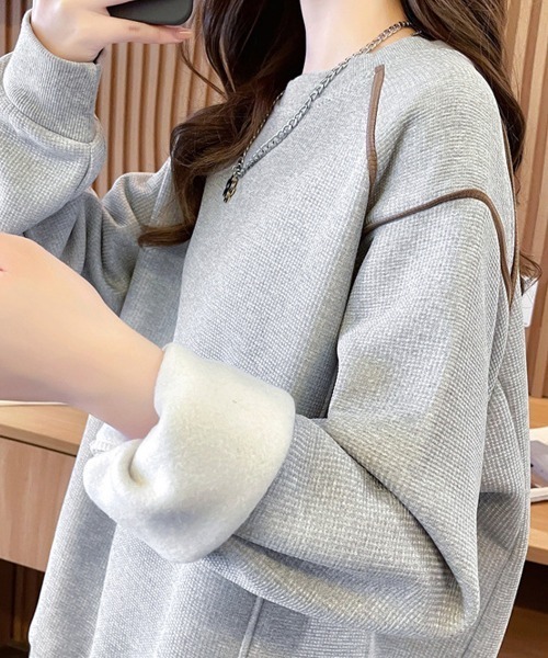 Miniministore(ミニミニストア)の「トレーナー レディーススウェット 裏起毛(パーカー・レディース・モカ/アイボリー/グレー・FREE)」の11枚目の写真