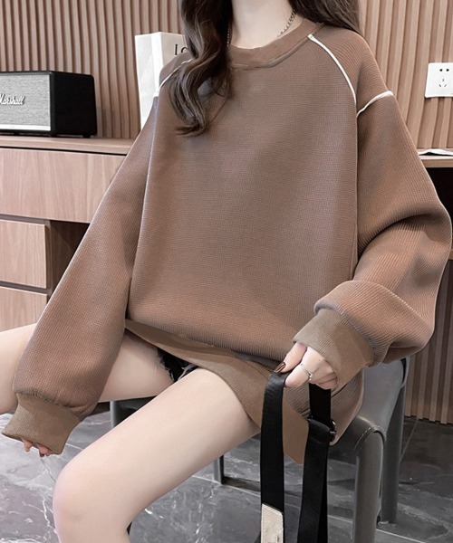 Miniministore(ミニミニストア)の「トレーナー レディーススウェット 裏起毛(パーカー・レディース・モカ/アイボリー/グレー・FREE)」の13枚目の写真
