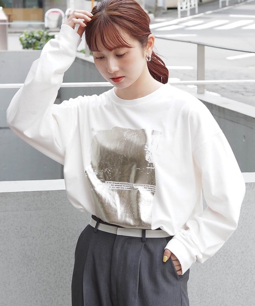 tiptop(ティップトップ)の「アソート箔プリントBIGロンT(Tシャツ/カットソー・レディース・ブラック/ブラック系その他/オフホワイト/ホワイト系その他/ブラック系その他2/ホワイト系その他2・FREE)」の8枚目の写真