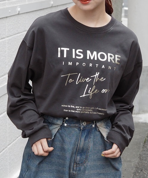 セール】アソート箔プリントBIGロンT（Tシャツ/カットソー